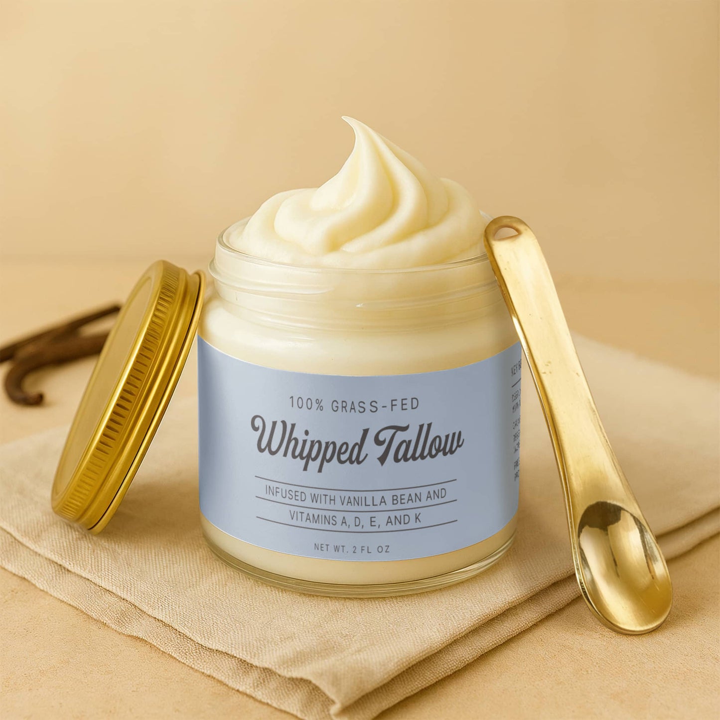 Whipped Grass-Fed Tallow Balm with Vanilla Bean